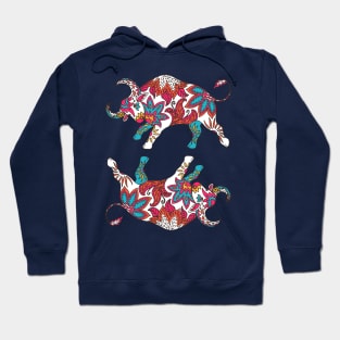 Paisley Oxen (Dark Teal Palette) Hoodie